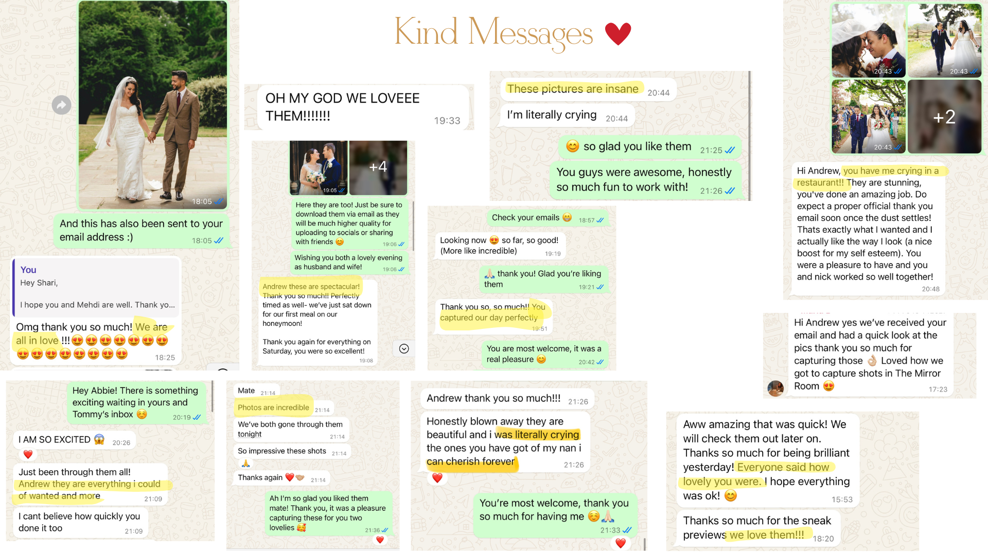 A collection of heartfelt messages from wedding couples