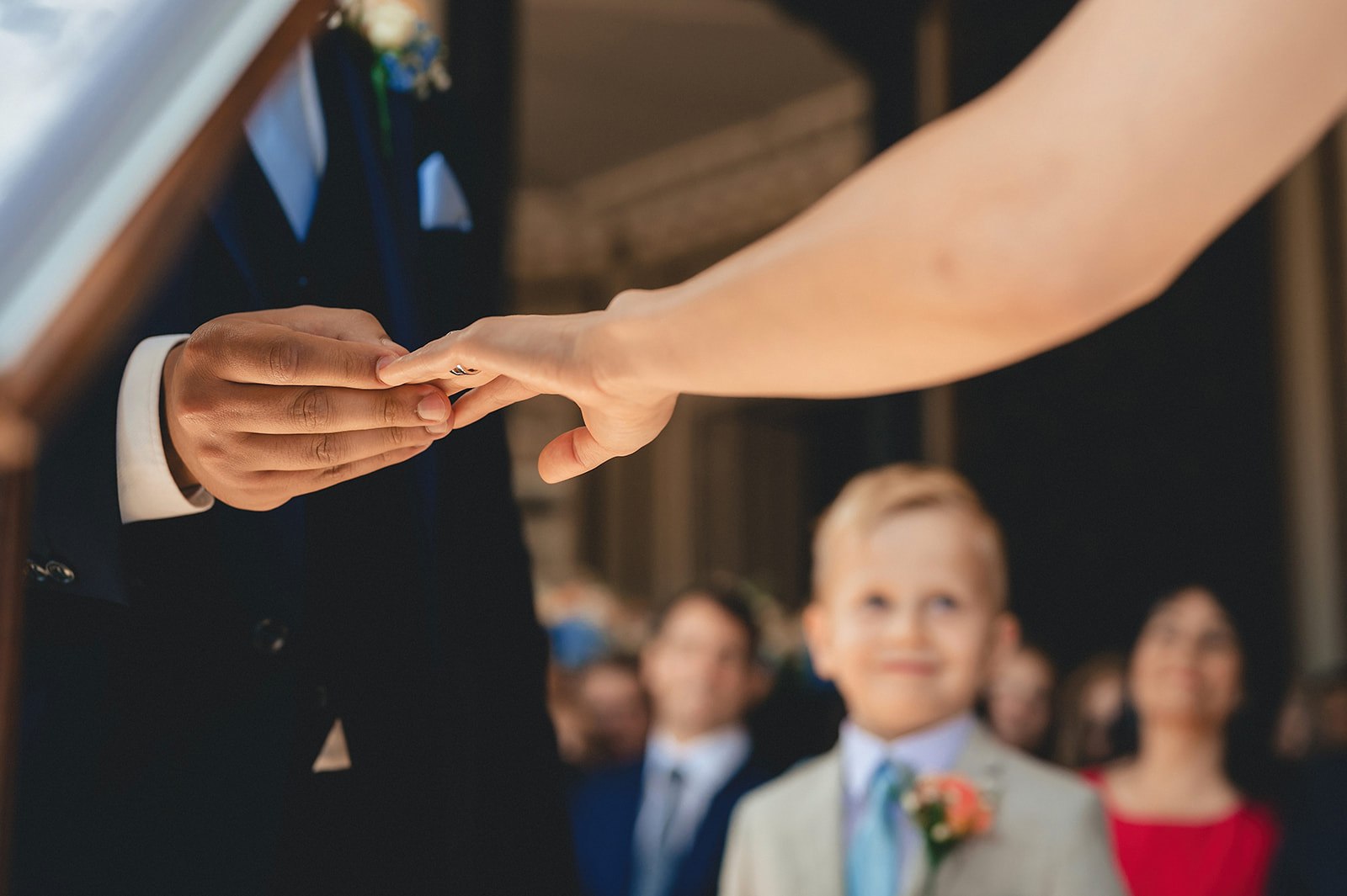 A couple exchanging rings